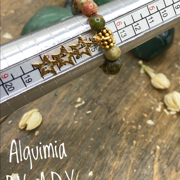 Unakite gold beaded gem ring - Picture 2 of 3